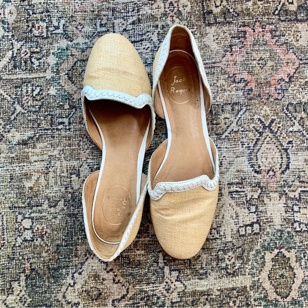 Tan Raffia Jack Rogers D’Orsay Flats Size 8.5